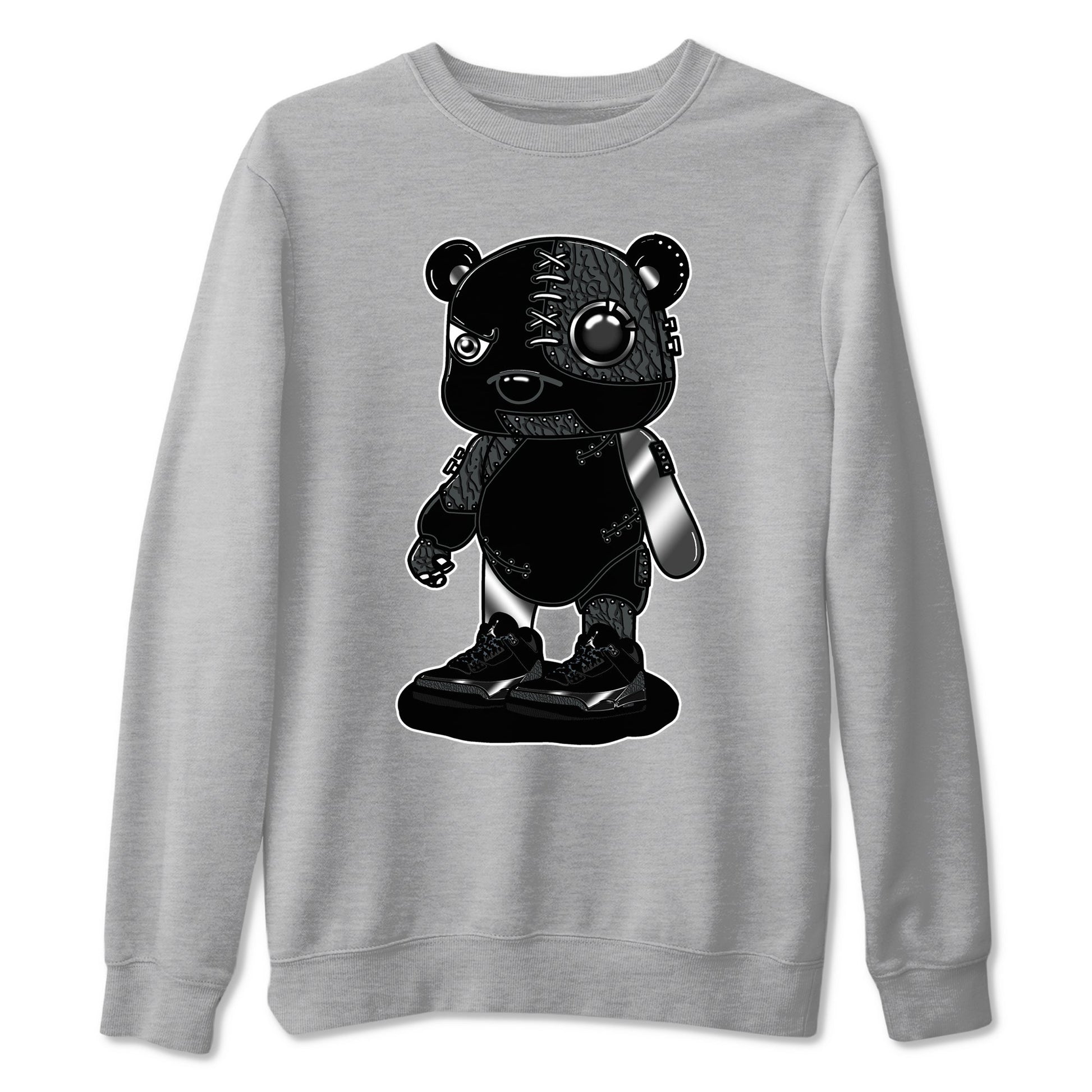 Air Jordan 3 Black Cat shirts to match jordans Cyborg Bear sneaker match tees Jordan 3 Retro Black Cat best t shirts to wear with jordans SNRT Sneaker Tees unisex cotton Heather Grey 2 shirts