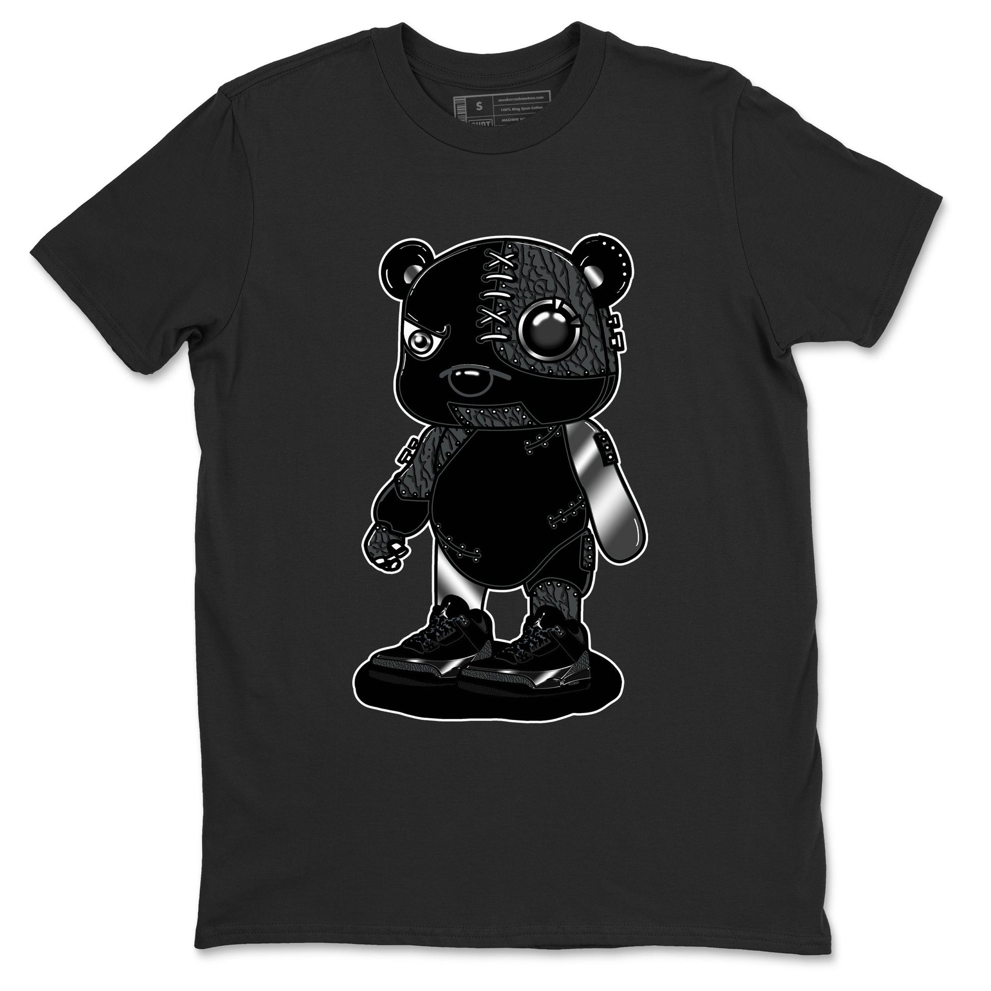 Air Jordan 3 Black Cat shirts to match jordans Cyborg Bear sneaker match tees Jordan 3 Retro Black Cat best t shirts to wear with jordans SNRT Sneaker Tees unisex cotton Black 2 shirts