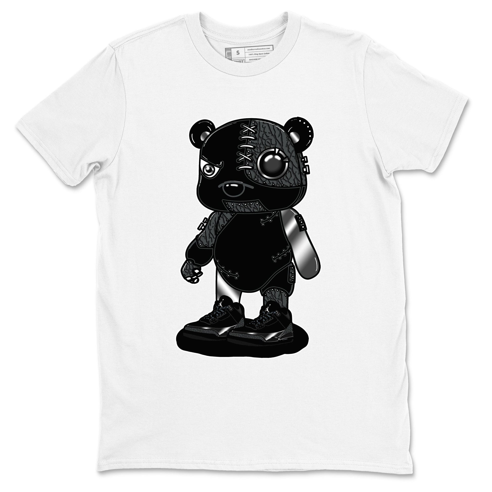 Air Jordan 3 Black Cat shirts to match jordans Cyborg Bear sneaker match tees Jordan 3 Retro Black Cat best t shirts to wear with jordans SNRT Sneaker Tees unisex cotton White 2 shirts