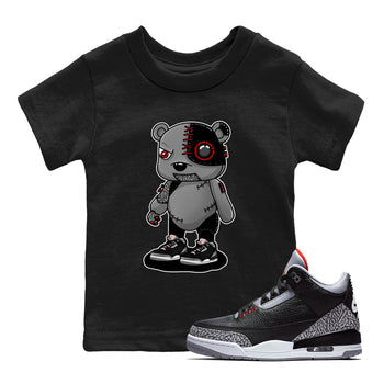 3s Black Cement shirts to match jordans Cyborg Bear sneaker match tees Air Jordan 3 Retro OG Black Cement match shoes to clothes SNRT Sneaker Tees Youth Baby Black 1 tee