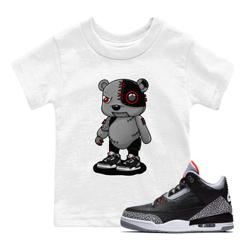 3s Black Cement shirts to match jordans Cyborg Bear sneaker match tees Air Jordan 3 Retro OG Black Cement match shoes to clothes SNRT Sneaker Tees Youth Baby White 1 tee