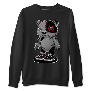 3s Black Cement shirts to match jordans Cyborg Bear sneaker match tees Air Jordan 3 Retro OG Black Cement match shoes to clothes SNRT Sneaker Tees unisex cotton Black 2 shirts