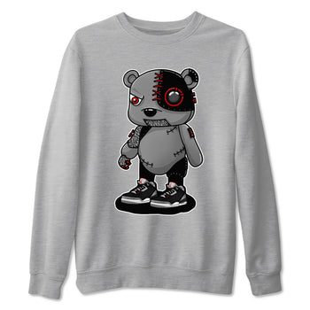 3s Black Cement shirts to match jordans Cyborg Bear sneaker match tees Air Jordan 3 Retro OG Black Cement match shoes to clothes SNRT Sneaker Tees unisex cotton Heather Grey 2 shirts