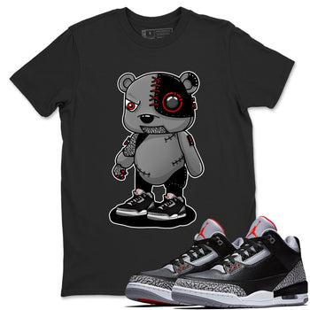 3s Black Cement shirts to match jordans Cyborg Bear sneaker match tees Air Jordan 3 Retro OG Black Cement match shoes to clothes SNRT Sneaker Tees unisex cotton Black 1 shirts