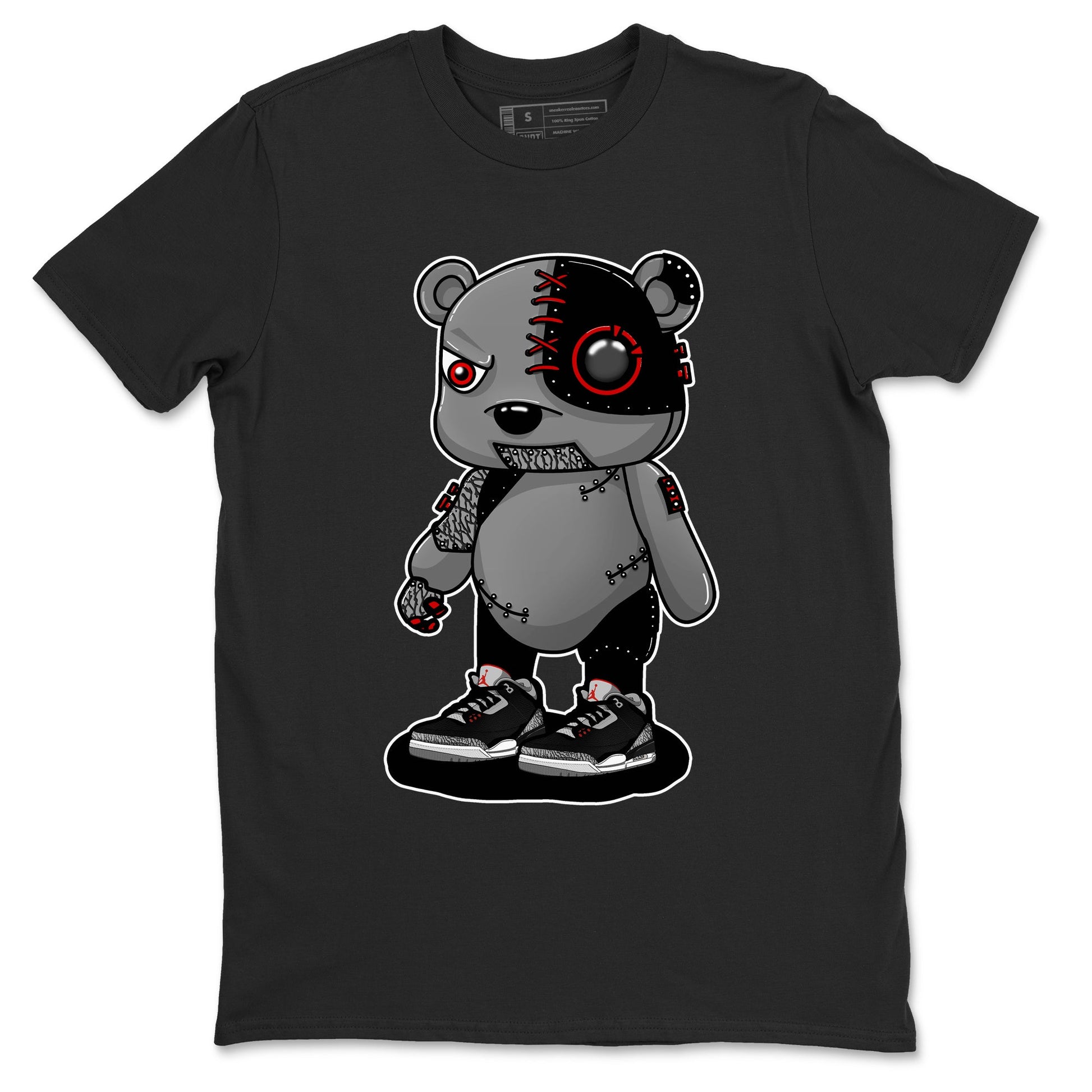 3s Black Cement shirts to match jordans Cyborg Bear sneaker match tees Air Jordan 3 Retro OG Black Cement match shoes to clothes SNRT Sneaker Tees unisex cotton Black 2 shirts