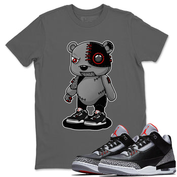3s Black Cement shirts to match jordans Cyborg Bear sneaker match tees Air Jordan 3 Retro OG Black Cement match shoes to clothes SNRT Sneaker Tees unisex cotton Cool Grey 1 shirts