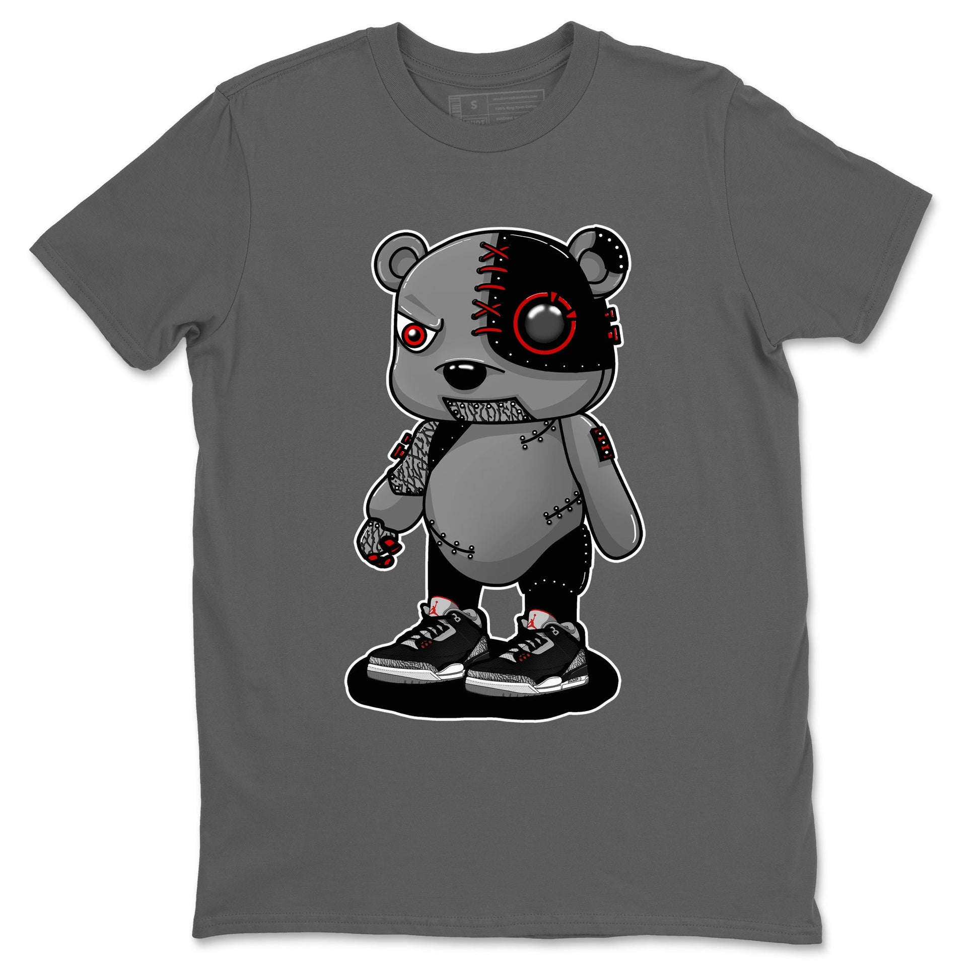 3s Black Cement shirts to match jordans Cyborg Bear sneaker match tees Air Jordan 3 Retro OG Black Cement match shoes to clothes SNRT Sneaker Tees unisex cotton Cool Grey 2 shirts
