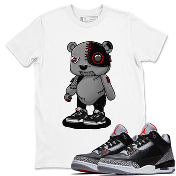 3s Black Cement shirts to match jordans Cyborg Bear sneaker match tees Air Jordan 3 Retro OG Black Cement match shoes to clothes SNRT Sneaker Tees unisex cotton White 1 shirts