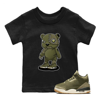 Sneaker Threads – Sneaker Threads To Match Air Jordan 3 Family Affair Shoes – Cyborg Bear Kids T-Shirt Black 1