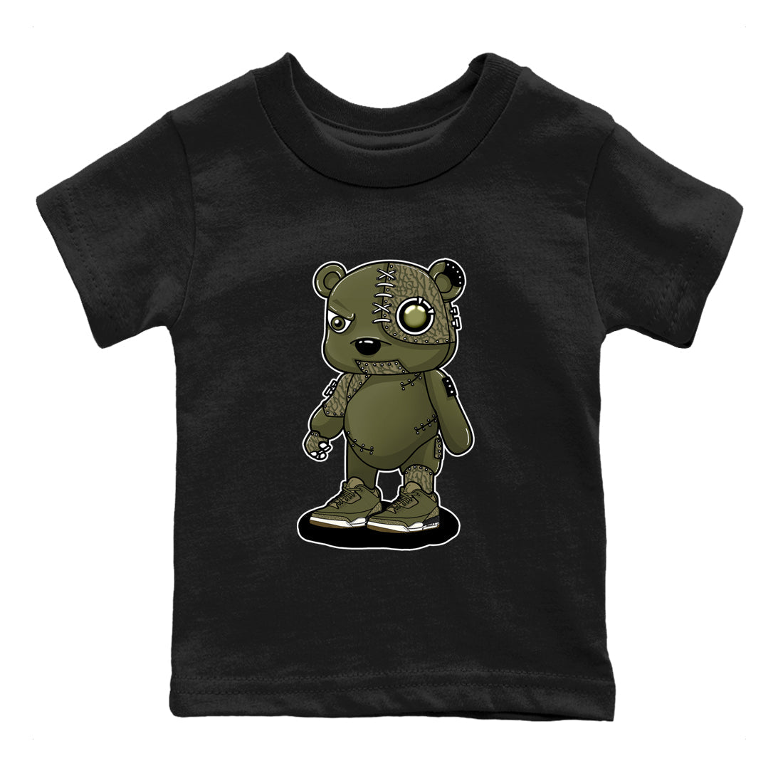 Sneaker Threads – Sneaker Threads To Match Air Jordan 3 Family Affair Shoes – Cyborg Bear Kids T-Shirt Black 2