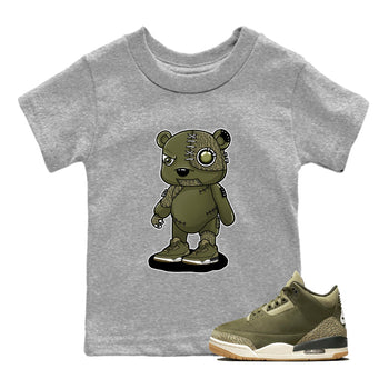 Sneaker Threads – Sneaker Threads To Match Air Jordan 3 Family Affair Shoes – Cyborg Bear Kids T-Shirt Heather Grey 1