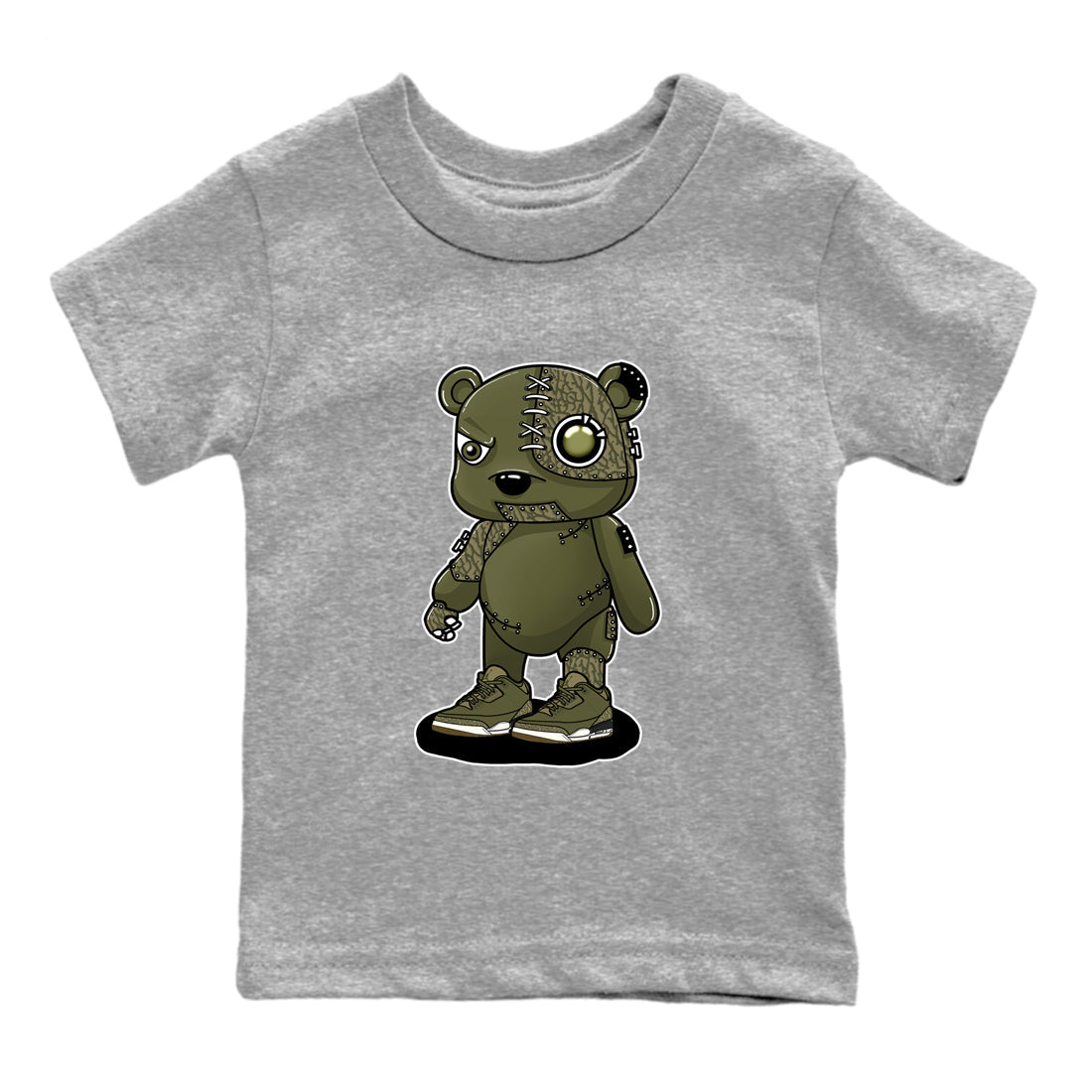 Sneaker Threads – Sneaker Threads To Match Air Jordan 3 Family Affair Shoes – Cyborg Bear Kids T-Shirt Heather Grey 2