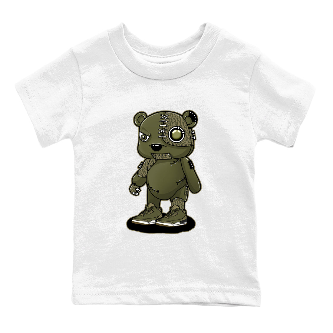 Sneaker Threads – Sneaker Threads To Match Air Jordan 3 Family Affair Shoes – Cyborg Bear Kids T-Shirt White 2