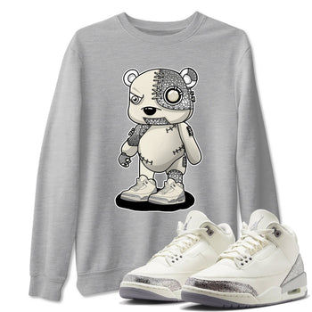 3s WMNS Sail and Cement Grey shirts to match jordans Cyborg Bear graphic tees Air Jordan 3 Sail and Cement Grey match shoes to clothes SNRT Sneaker Tees unisex cotton Heather Grey 1 shirts