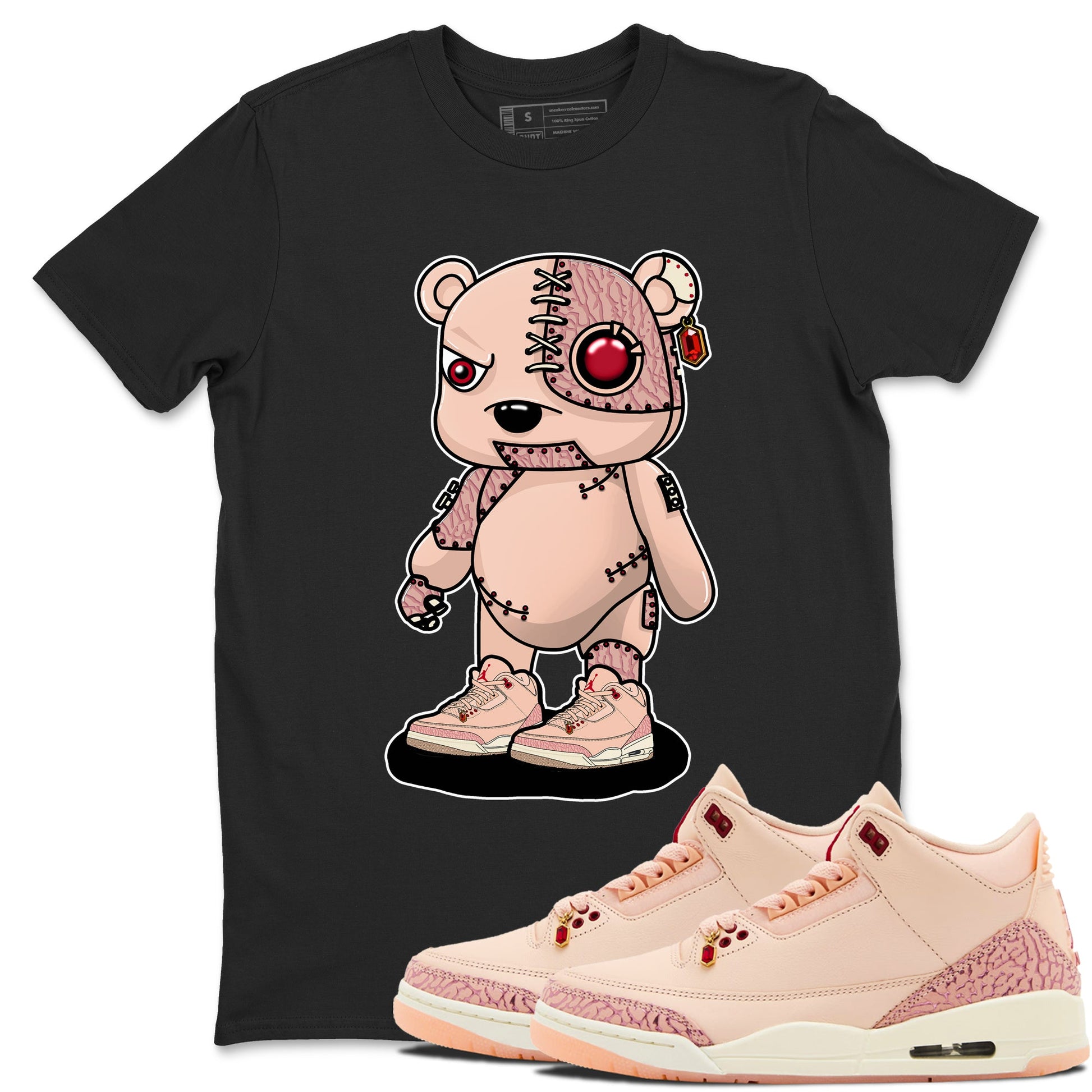 Air Jordan 3 "Treat Yourself" Washed Coral shirts to Special Valentine's Day Cyborg Bear sneaker match tees Jordan 3 Valentine's Day best t shirts to wear with jordans SNRT Sneaker Tees Graphic Tee Black 1 shirts