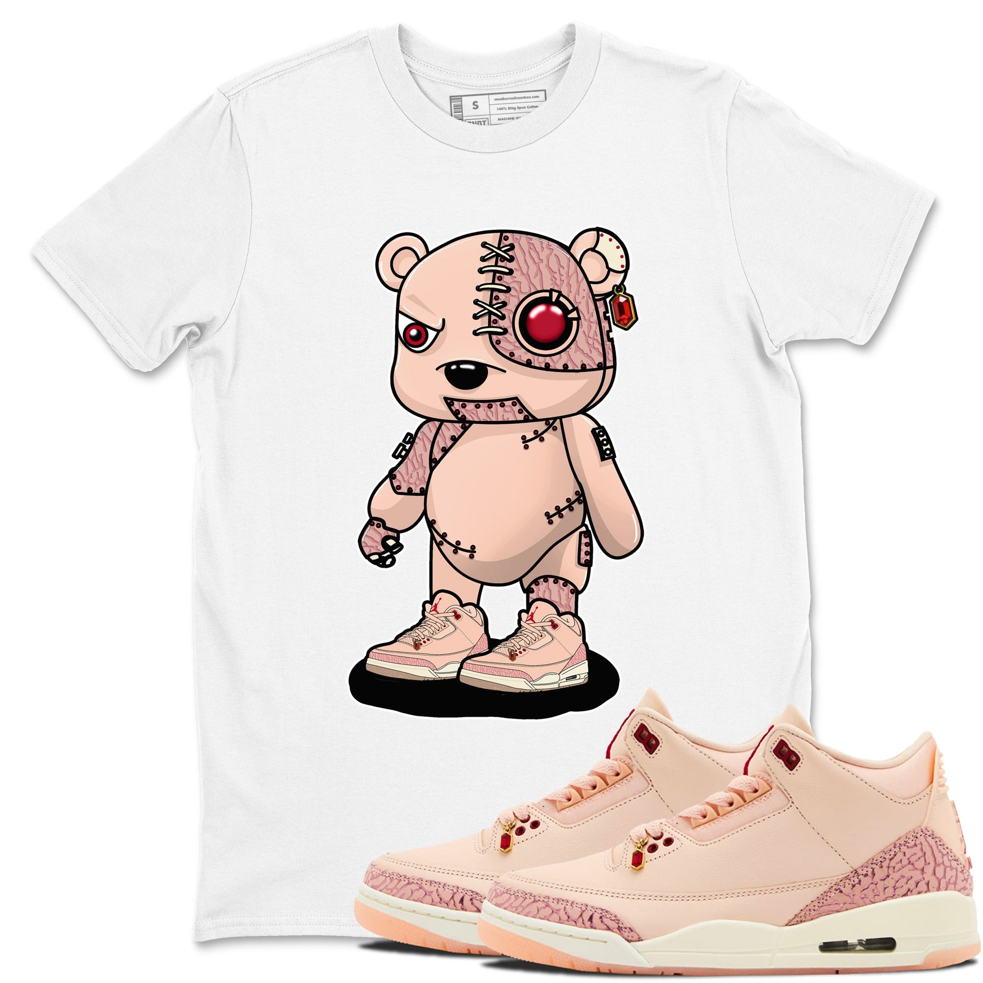 Air Jordan 3 "Treat Yourself" Washed Coral shirts to Special Valentine's Day Cyborg Bear sneaker match tees Jordan 3 Valentine's Day best t shirts to wear with jordans SNRT Sneaker Tees Graphic Tee White 1 shirts