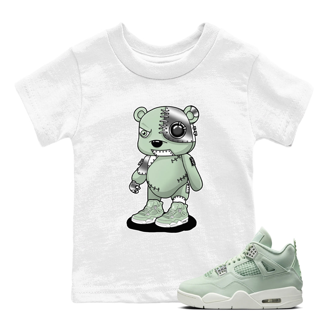 4s seafoam shirts to match jordans Cyborg Bear sneaker match tees Air Jordan 4 Abundance match shoes to clothes SNRT Sneaker Tees Youth Baby White 1 tee