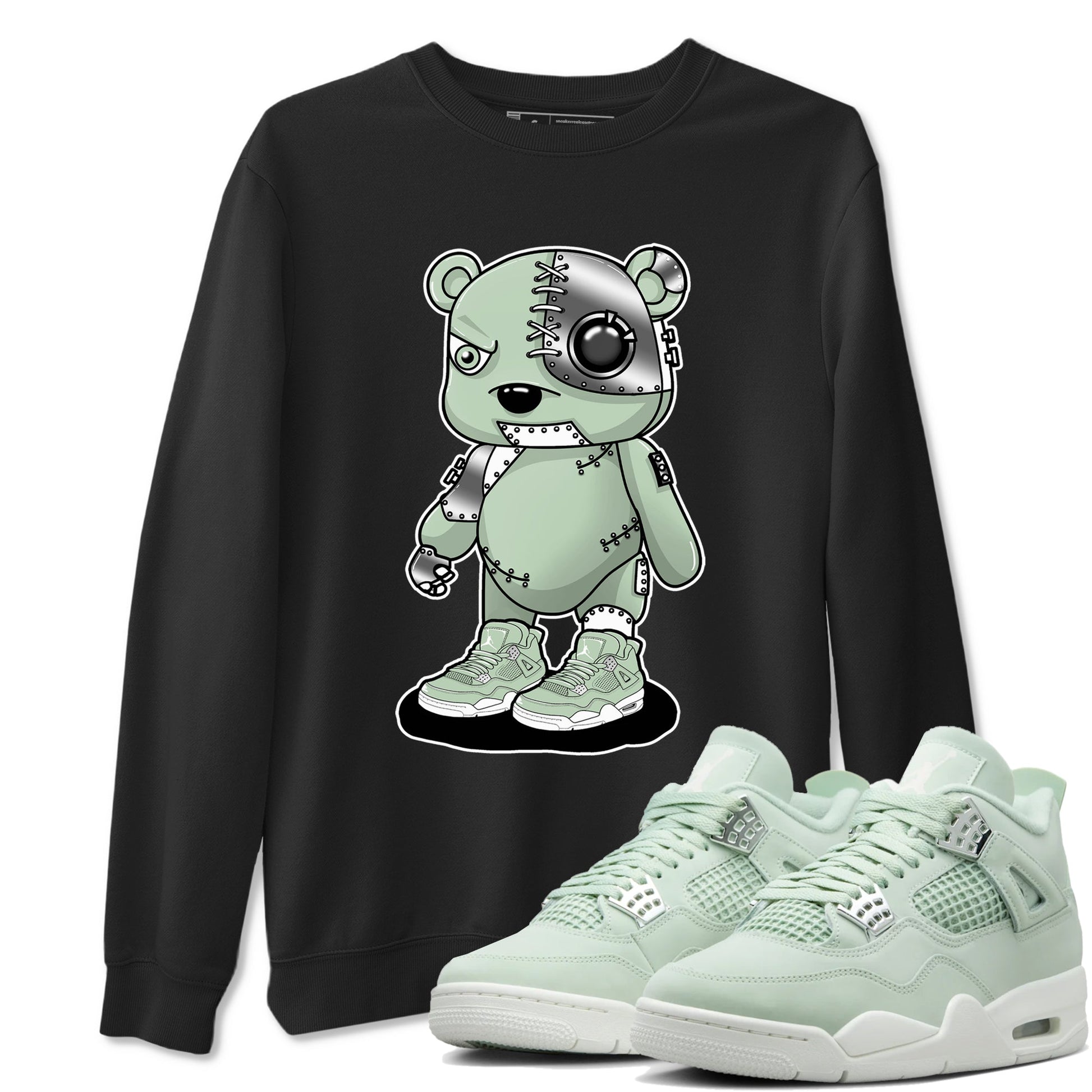 4s seafoam shirts to match jordans Cyborg Bear sneaker match tees Air Jordan 4 Abundance match shoes to clothes SNRT Sneaker Tees unisex cotton Black 1 shirts