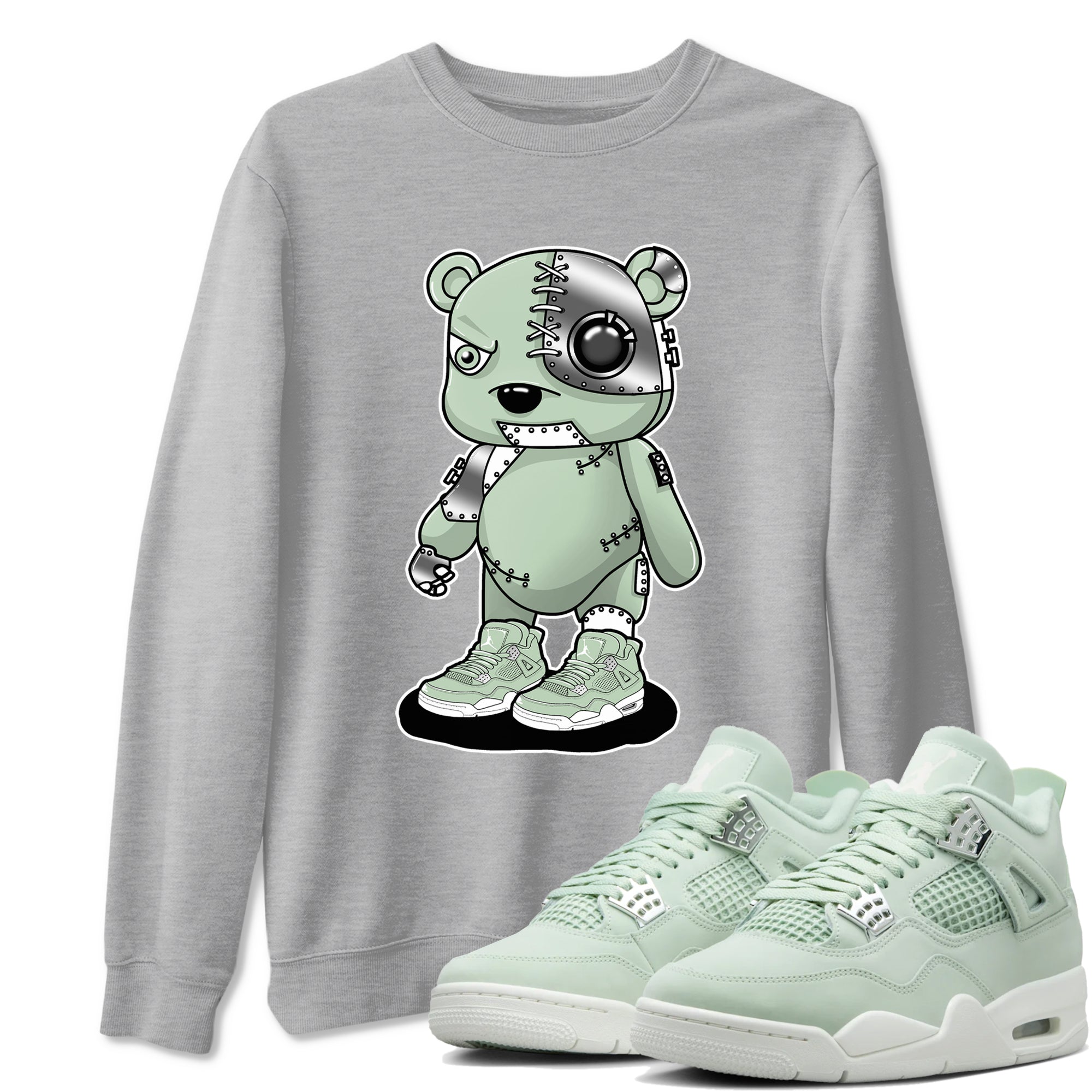 4s seafoam shirts to match jordans Cyborg Bear sneaker match tees Air Jordan 4 Abundance match shoes to clothes SNRT Sneaker Tees unisex cotton Heather Grey 1 shirts