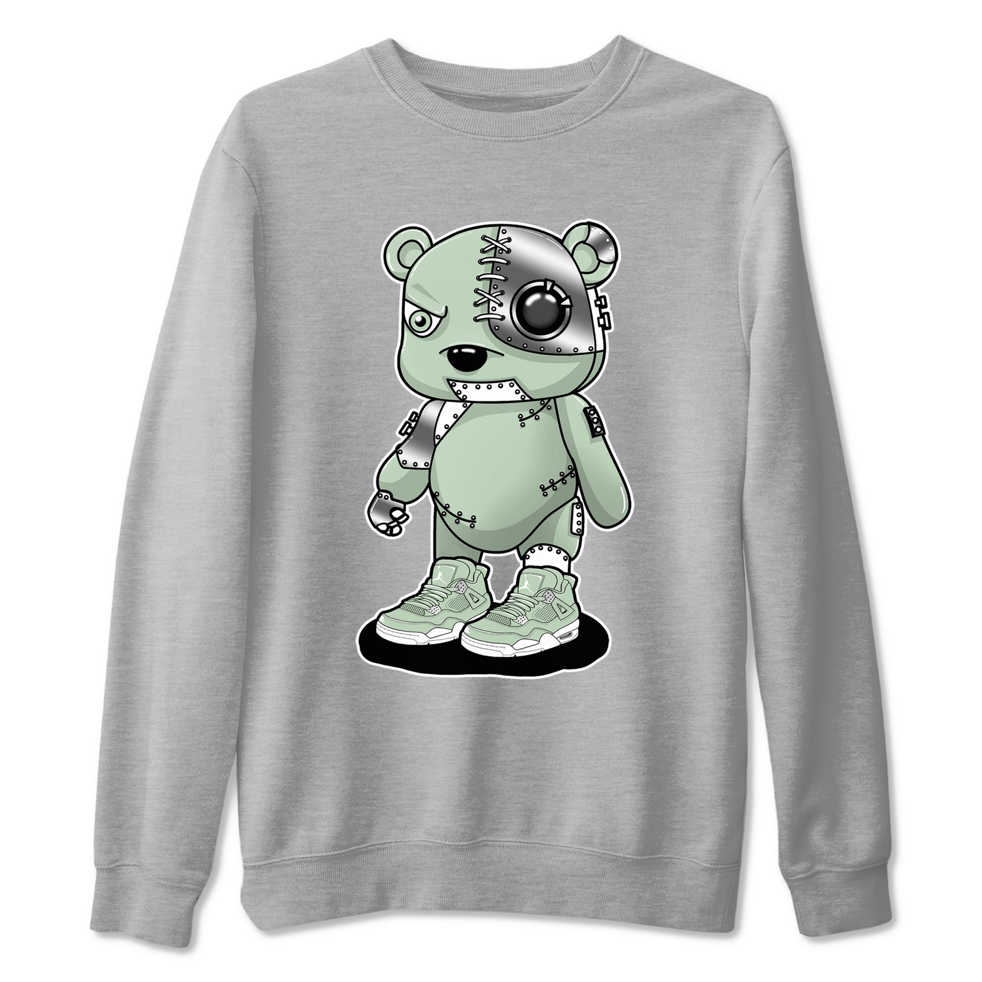4s seafoam shirts to match jordans Cyborg Bear sneaker match tees Air Jordan 4 Abundance match shoes to clothes SNRT Sneaker Tees unisex cotton Heather Grey 2 shirts