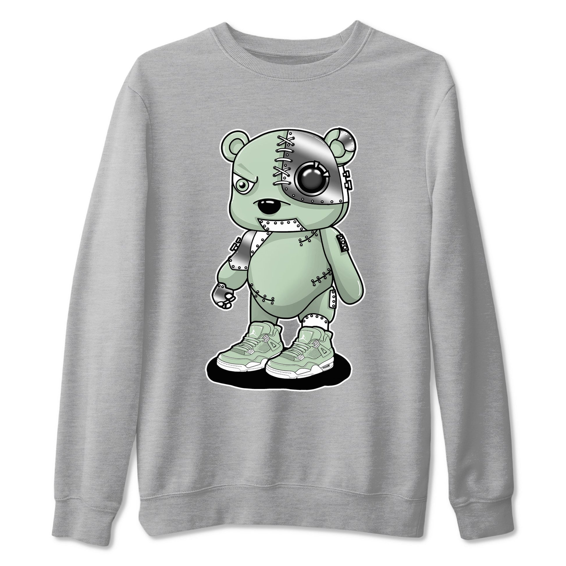 4s seafoam shirts to match jordans Cyborg Bear sneaker match tees Air Jordan 4 Abundance match shoes to clothes SNRT Sneaker Tees unisex cotton Heather Grey 2 shirts
