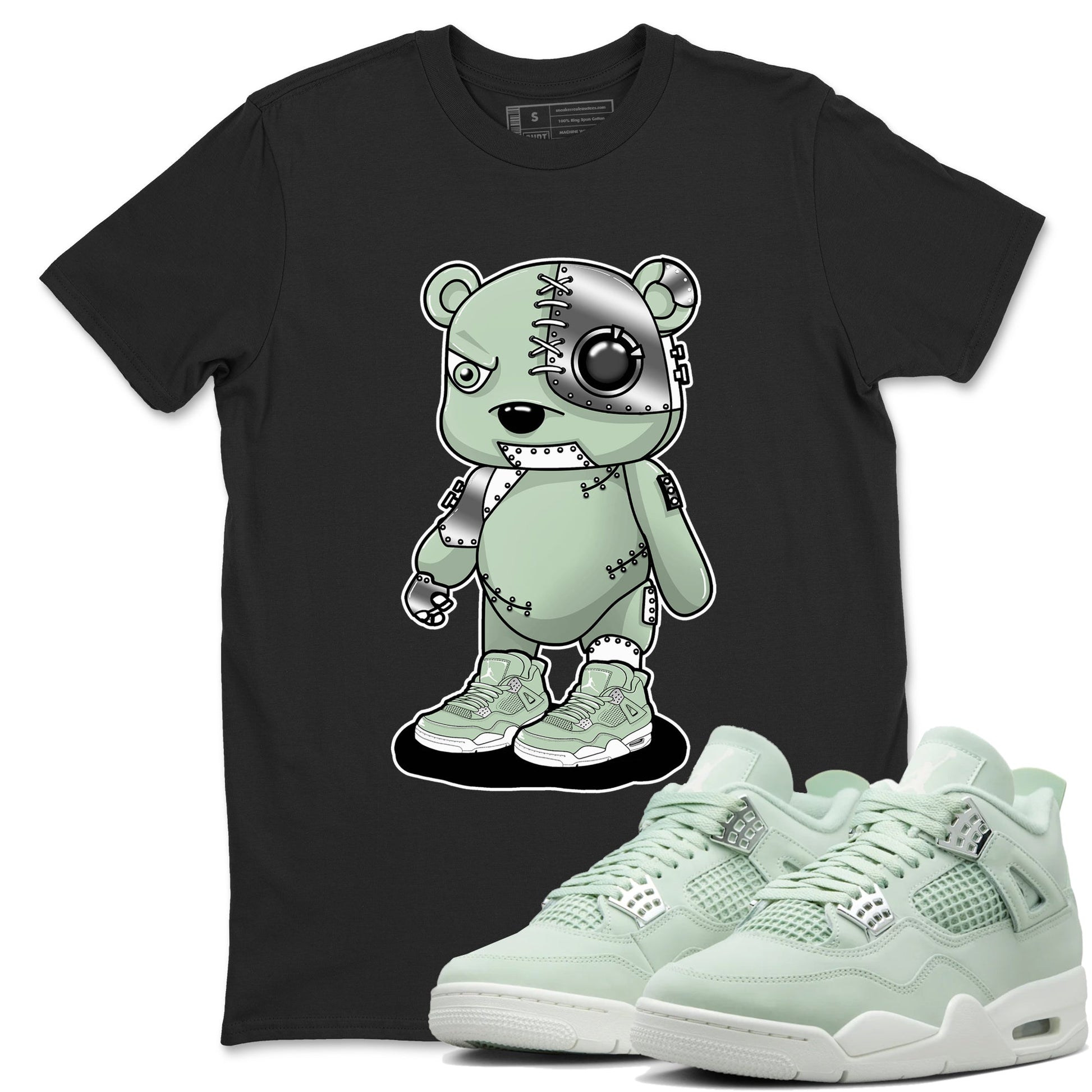 4s seafoam shirts to match jordans Cyborg Bear sneaker match tees Air Jordan 4 Abundance match shoes to clothes SNRT Sneaker Tees unisex cotton Black 1 shirts