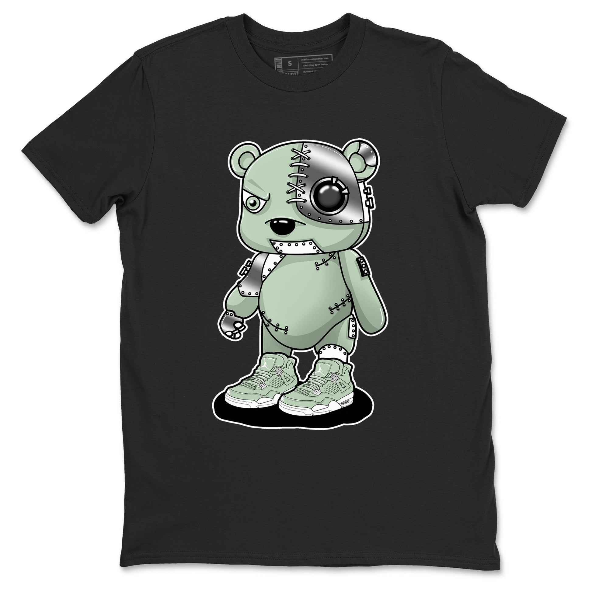 4s seafoam shirts to match jordans Cyborg Bear sneaker match tees Air Jordan 4 Abundance match shoes to clothes SNRT Sneaker Tees unisex cotton Black 2 shirts
