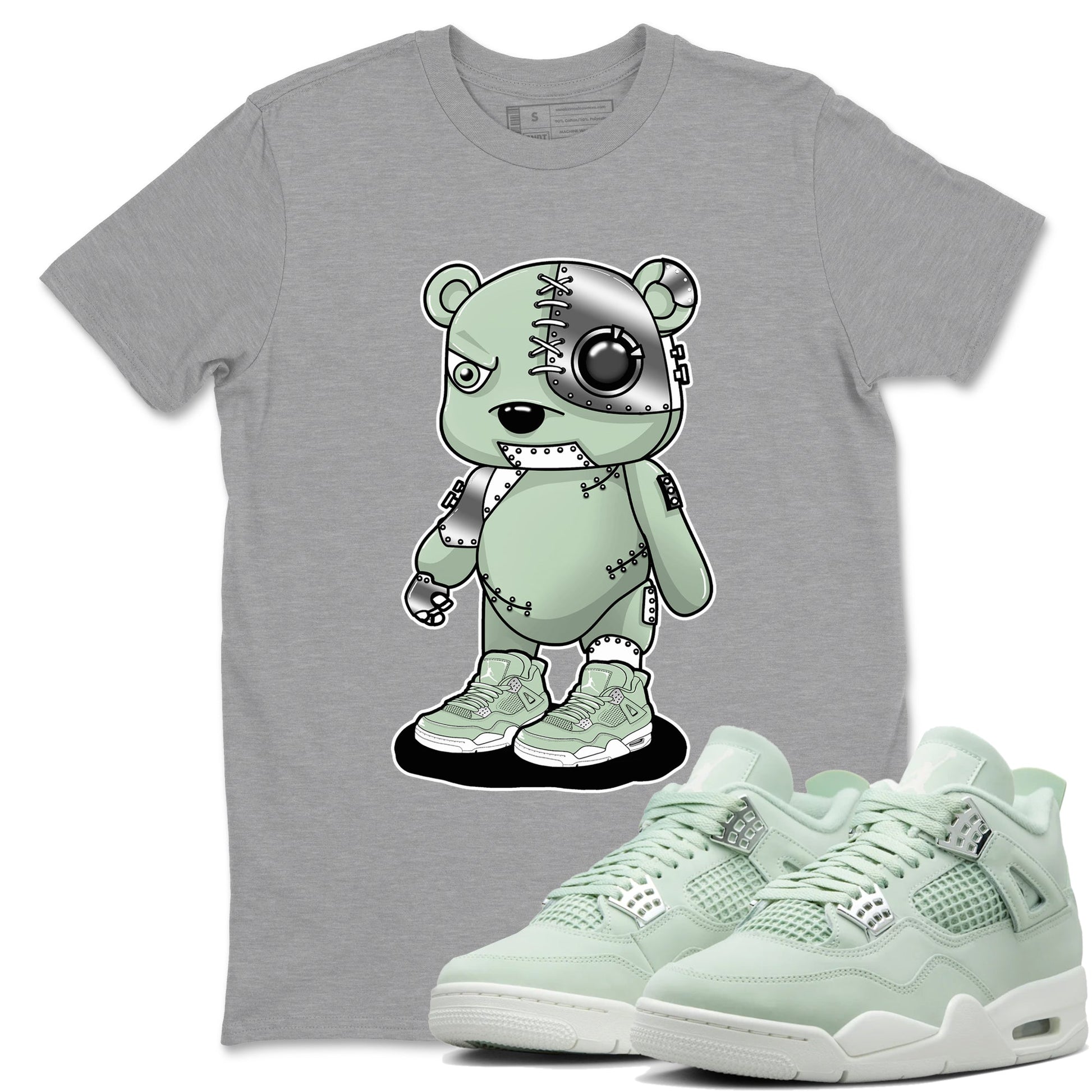 4s seafoam shirts to match jordans Cyborg Bear sneaker match tees Air Jordan 4 Abundance match shoes to clothes SNRT Sneaker Tees unisex cotton Heather Grey 1 shirts