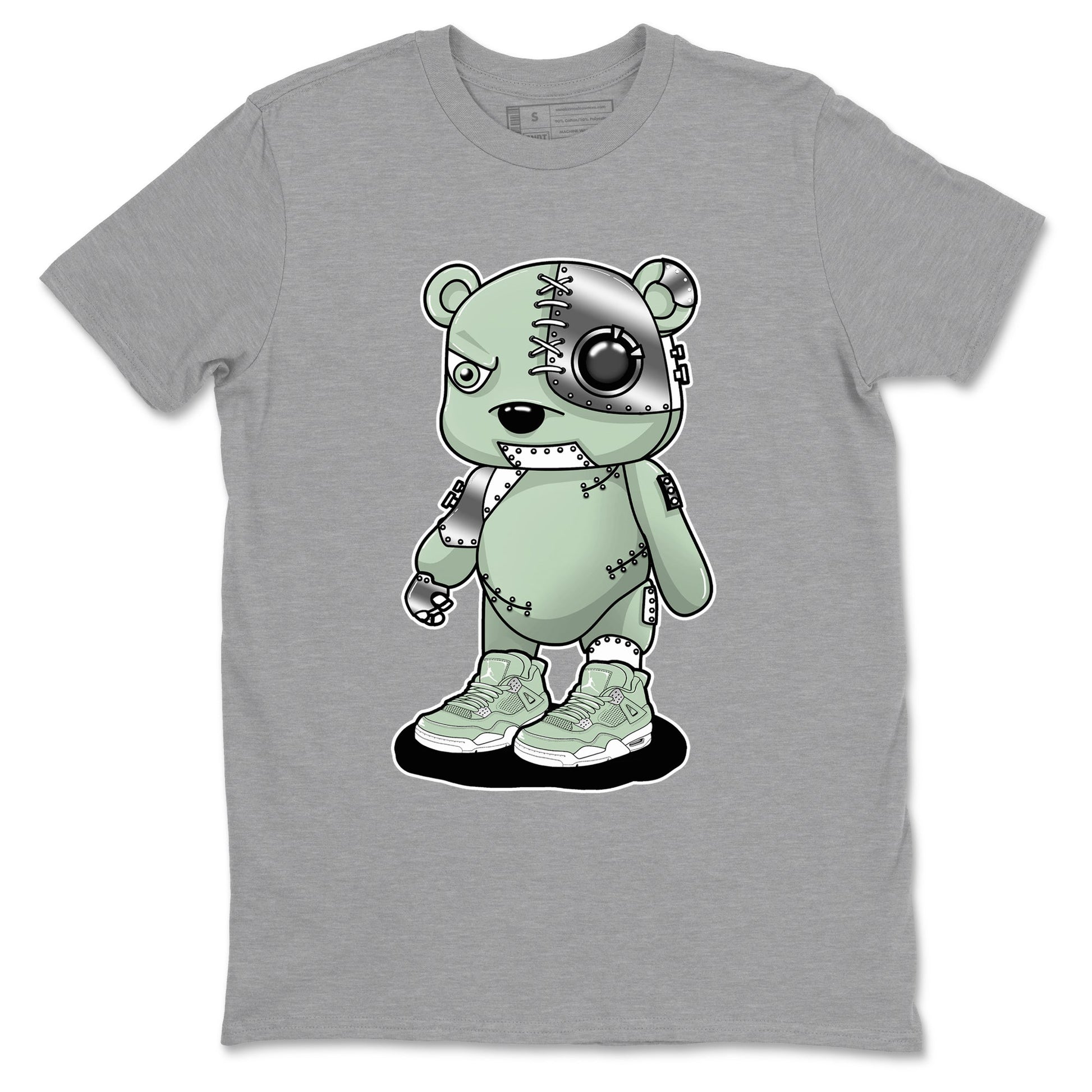 4s seafoam shirts to match jordans Cyborg Bear sneaker match tees Air Jordan 4 Abundance match shoes to clothes SNRT Sneaker Tees unisex cotton Heather Grey 2 shirts