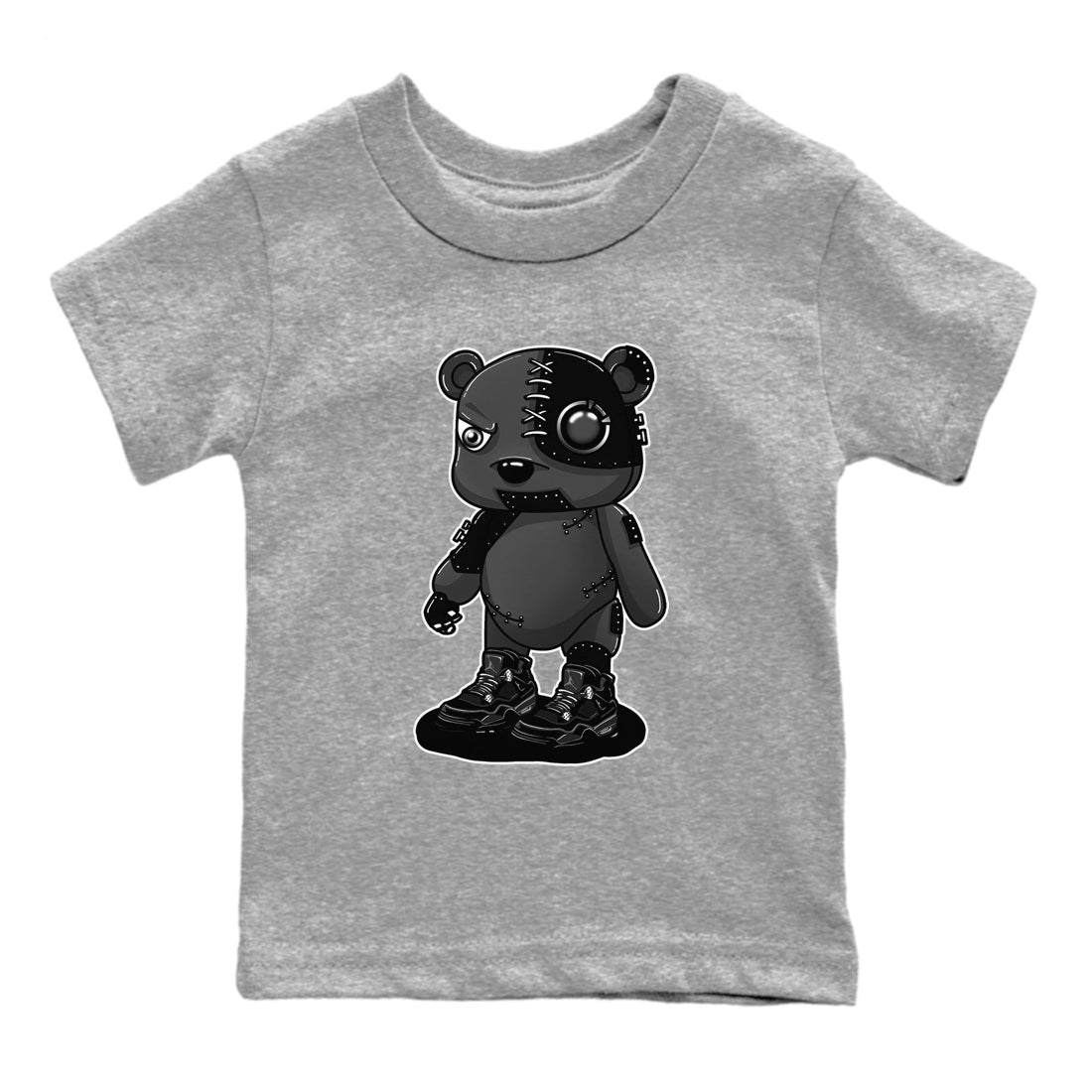 4s Black Cat shirts to match jordans Cyborg Bear sneaker match tees Air Jordan 4 Black Cat match shoes to clothes SNRT Sneaker Tees Youth Baby Heather Grey 2 tee