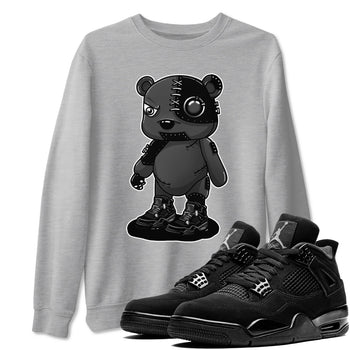 4s Black Cat shirts to match jordans Cyborg Bear sneaker match tees Air Jordan 4 Black Cat match shoes to clothes SNRT Sneaker Tees unisex cotton Heather Grey 1 shirts