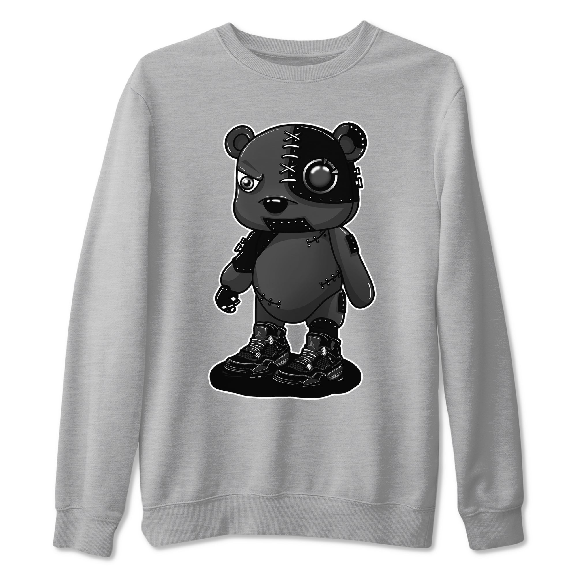 4s Black Cat shirts to match jordans Cyborg Bear sneaker match tees Air Jordan 4 Black Cat match shoes to clothes SNRT Sneaker Tees unisex cotton Heather Grey 2 shirts