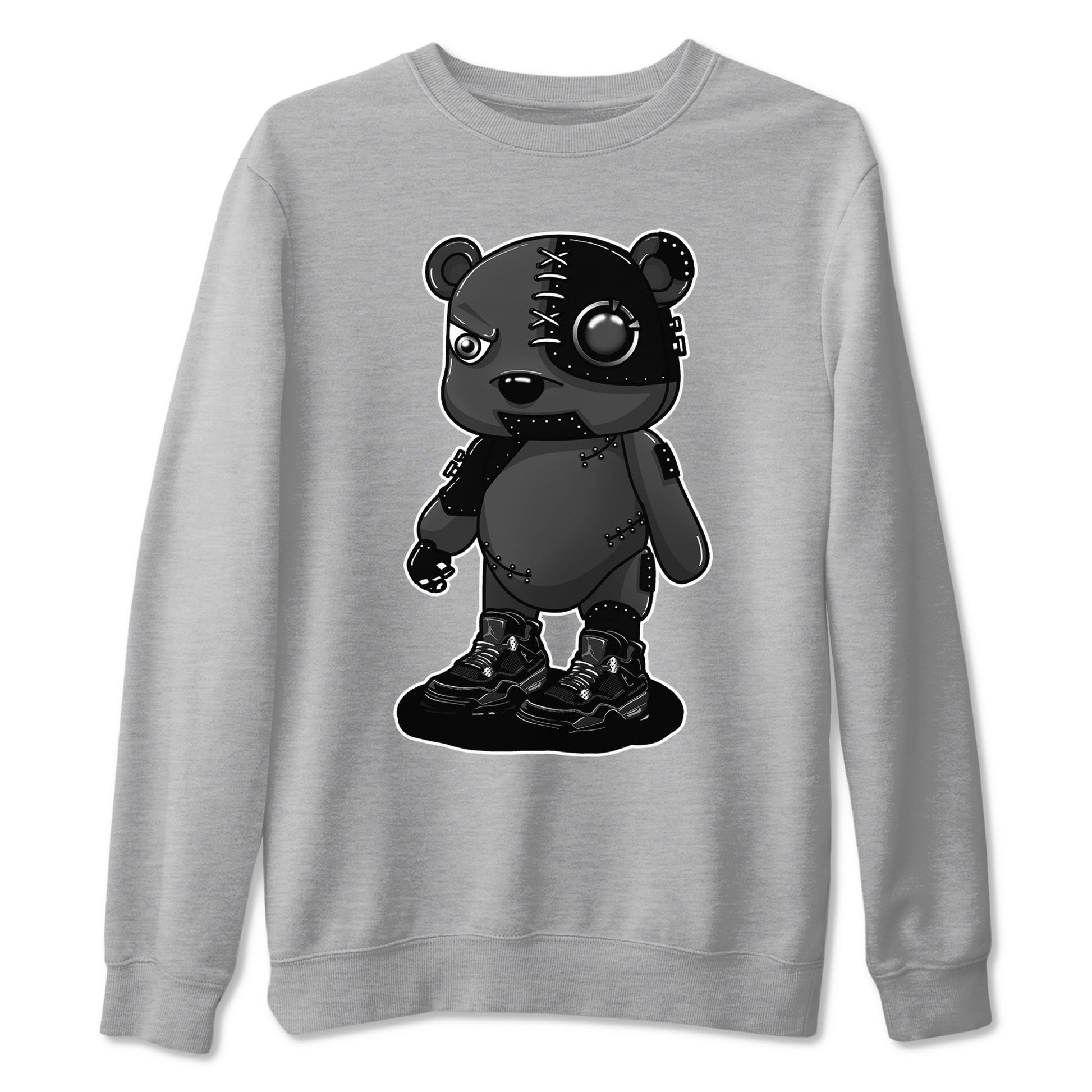 4s Black Cat shirts to match jordans Cyborg Bear sneaker match tees Air Jordan 4 Black Cat match shoes to clothes SNRT Sneaker Tees unisex cotton Heather Grey 2 shirts