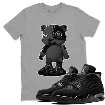4s Black Cat shirts to match jordans Cyborg Bear sneaker match tees Air Jordan 4 Black Cat match shoes to clothes SNRT Sneaker Tees unisex cotton Heather Grey 1 shirts