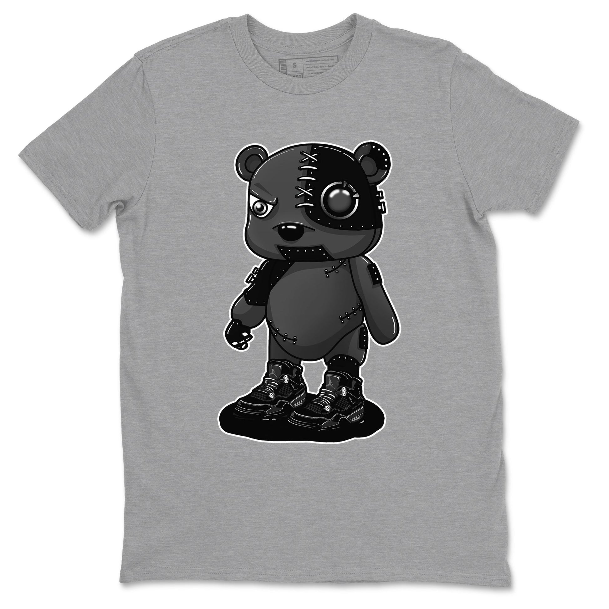4s Black Cat shirts to match jordans Cyborg Bear sneaker match tees Air Jordan 4 Black Cat match shoes to clothes SNRT Sneaker Tees unisex cotton Heather Grey 2 shirts