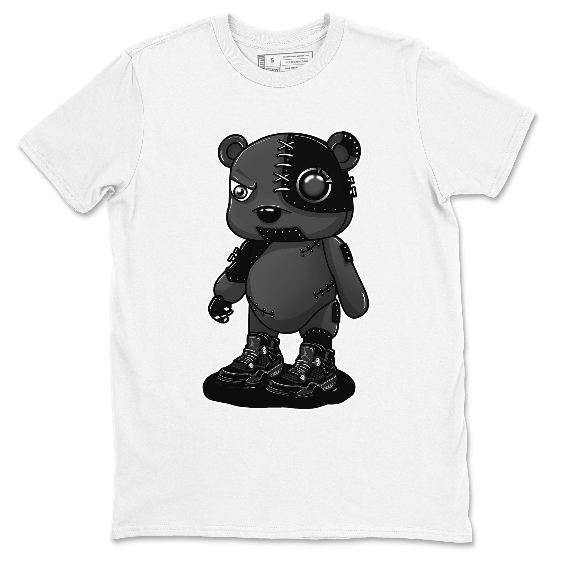 4s Black Cat shirts to match jordans Cyborg Bear sneaker match tees Air Jordan 4 Black Cat match shoes to clothes SNRT Sneaker Tees unisex cotton White 2 shirts