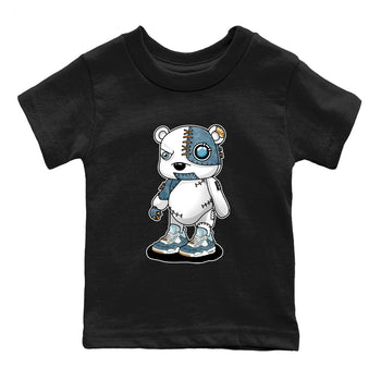 Sneaker match tees – Sneaker Tees To Match 4s Worn Blue Air Jordan 4 Denim Shoes – Cyborg Bear Kids T-Shirt Black 2