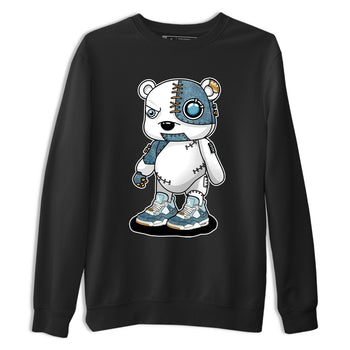 Sneaker match tees – Sneaker Tees To Match 4s Worn Blue Air Jordan 4 Denim Shoes – Cyborg Bear Tee Black 2