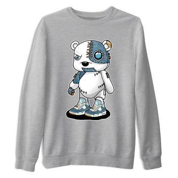 Sneaker match tees – Sneaker Tees To Match 4s Worn Blue Air Jordan 4 Denim Shoes – Cyborg Bear Tee Heather Grey 2