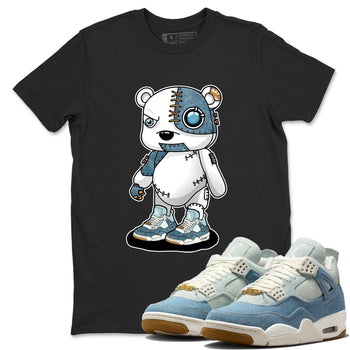 Sneaker match tees – Sneaker Tees To Match 4s Worn Blue Air Jordan 4 Denim Shoes – Cyborg Bear Tee Black 1