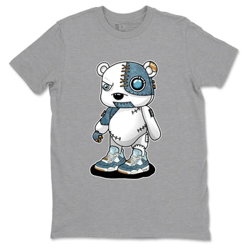 Sneaker match tees – Sneaker Tees To Match 4s Worn Blue Air Jordan 4 Denim Shoes – Cyborg Bear Tee Heather Grey 2