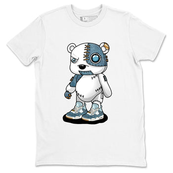 Sneaker match tees – Sneaker Tees To Match 4s Worn Blue Air Jordan 4 Denim Shoes – Cyborg Bear Tee White 2