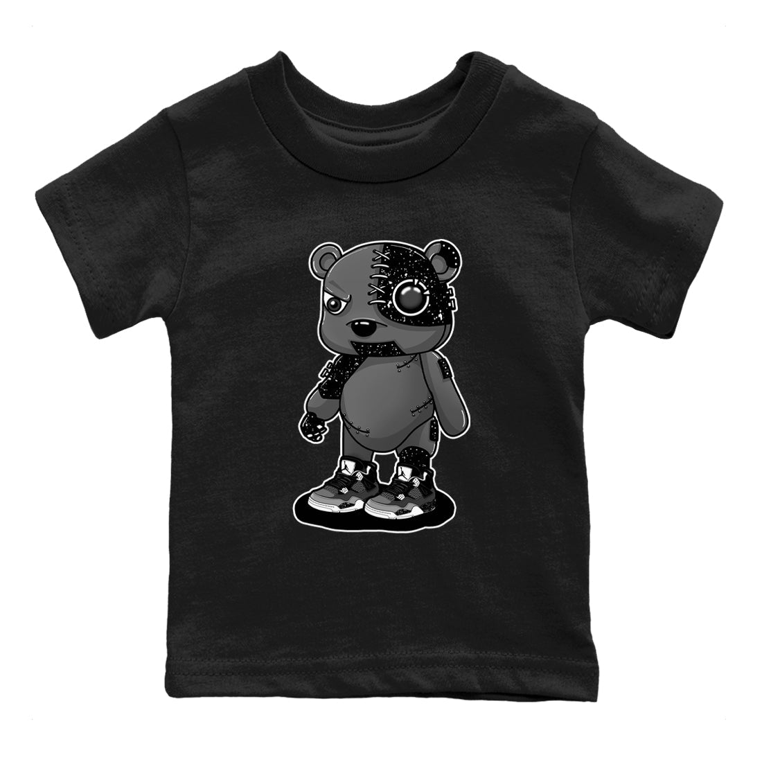 4s Fear shirts to match jordans Cyborg Bear sneaker match tees Air Jordan 4 Retro Fear match shoes to clothes SNRT Sneaker Tees Youth Baby Black 2 tee