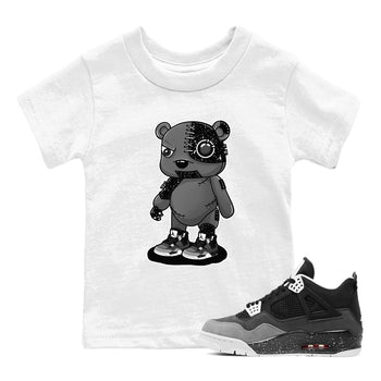 4s Fear shirts to match jordans Cyborg Bear sneaker match tees Air Jordan 4 Retro Fear match shoes to clothes SNRT Sneaker Tees Youth Baby White 1 tee