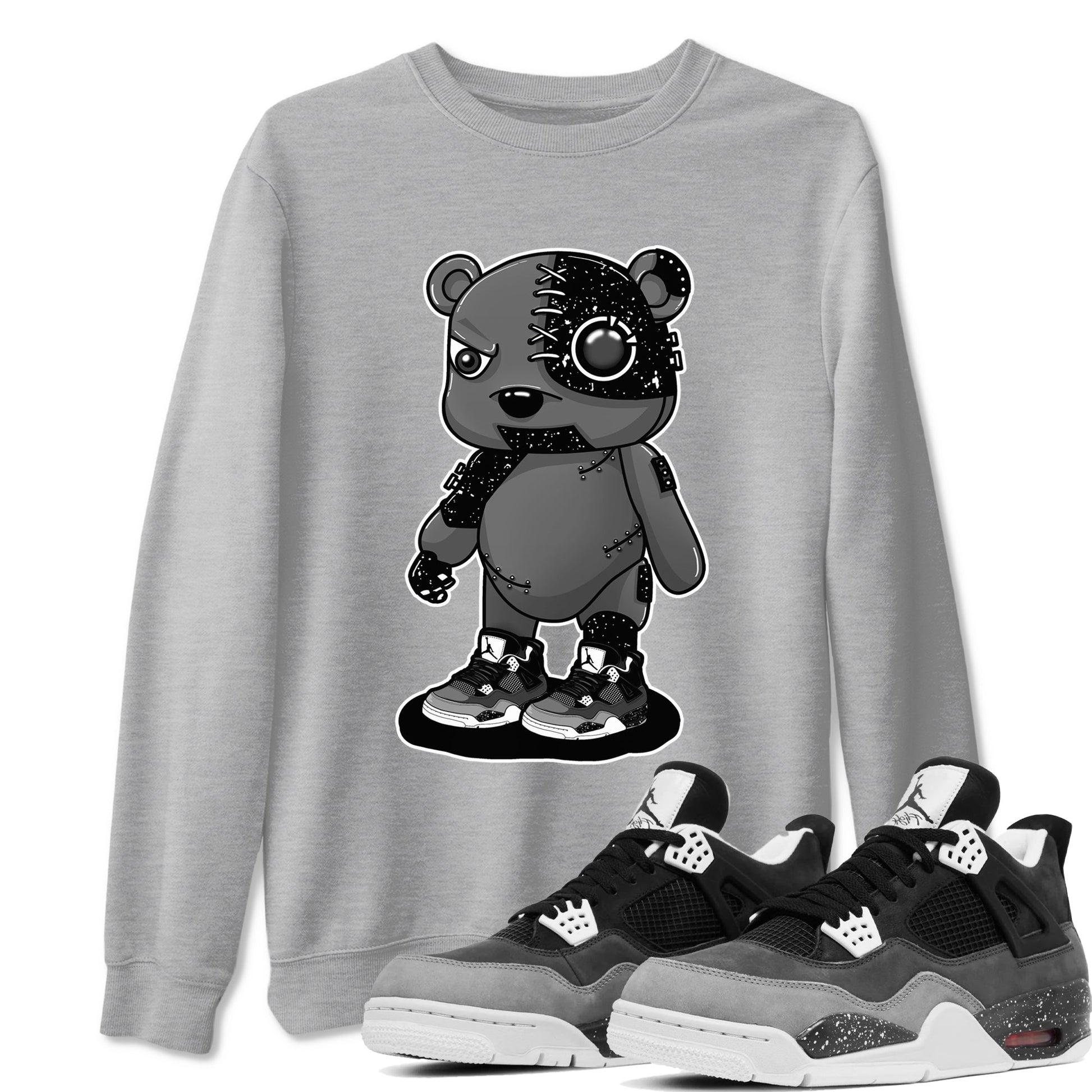 4s Fear shirts to match jordans Cyborg Bear sneaker match tees Air Jordan 4 Retro Fear match shoes to clothes SNRT Sneaker Tees unisex cotton Heather Grey 1 shirts