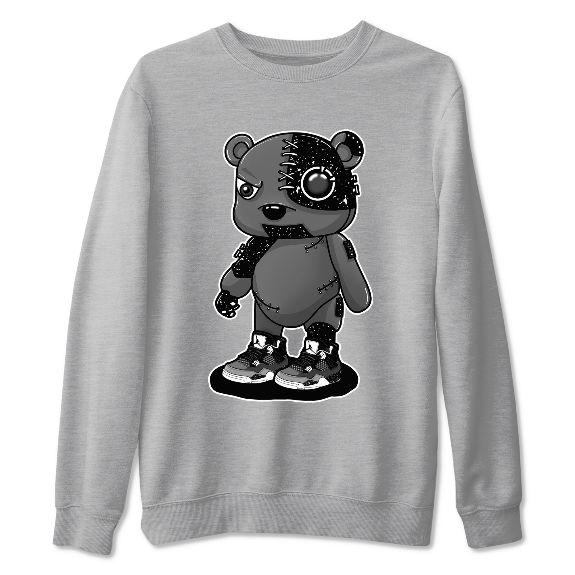 4s Fear shirts to match jordans Cyborg Bear sneaker match tees Air Jordan 4 Retro Fear match shoes to clothes SNRT Sneaker Tees unisex cotton Heather Grey 2 shirts