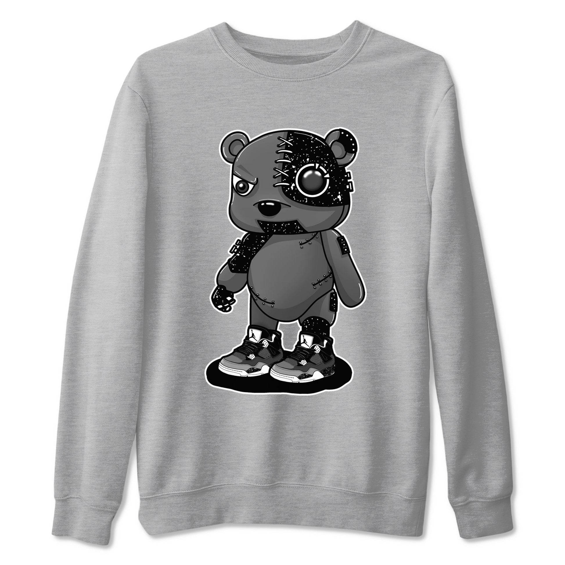 4s Fear shirts to match jordans Cyborg Bear sneaker match tees Air Jordan 4 Retro Fear match shoes to clothes SNRT Sneaker Tees unisex cotton Heather Grey 2 shirts