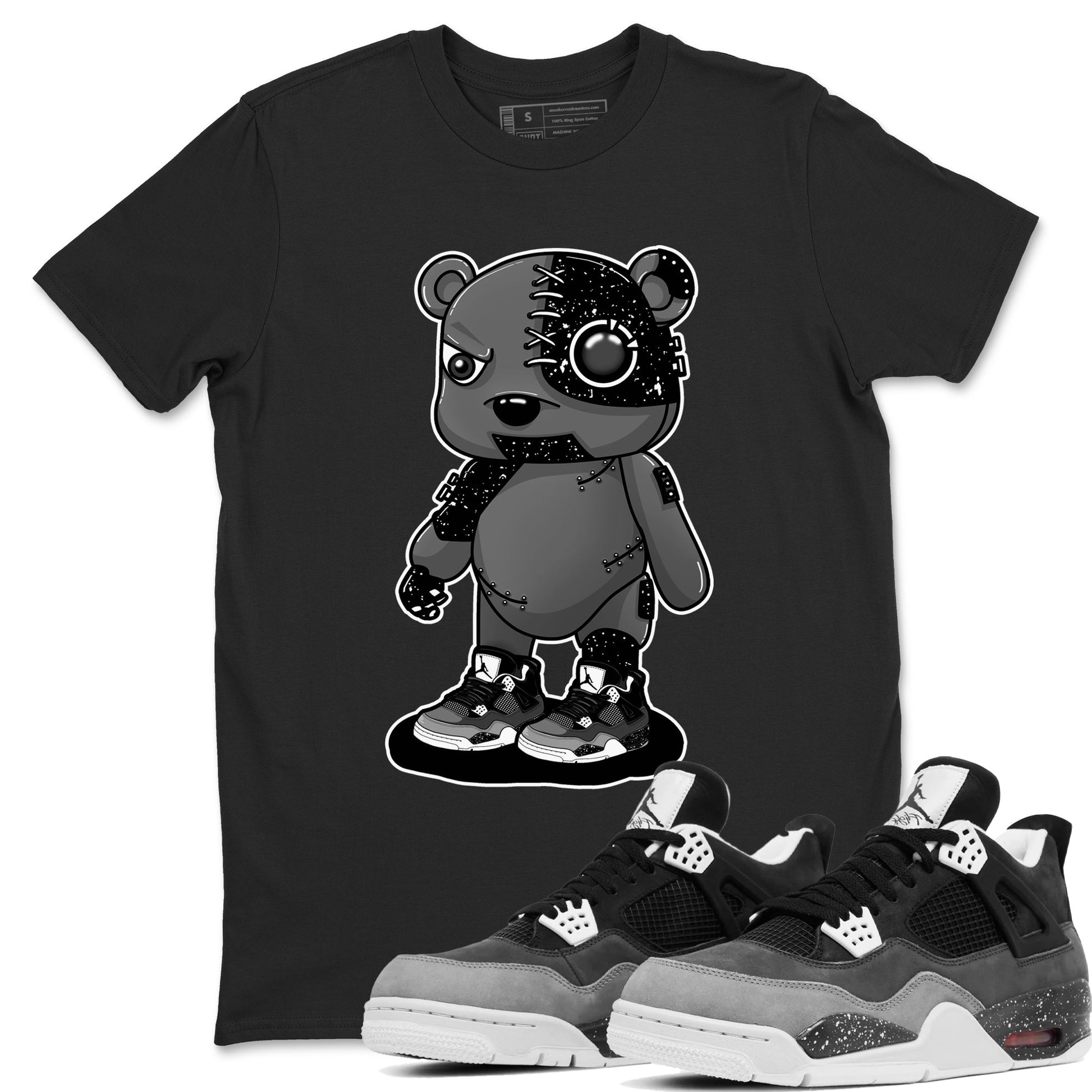 4s Fear shirts to match jordans Cyborg Bear sneaker match tees Air Jordan 4 Retro Fear match shoes to clothes SNRT Sneaker Tees unisex cotton Black 1 shirts