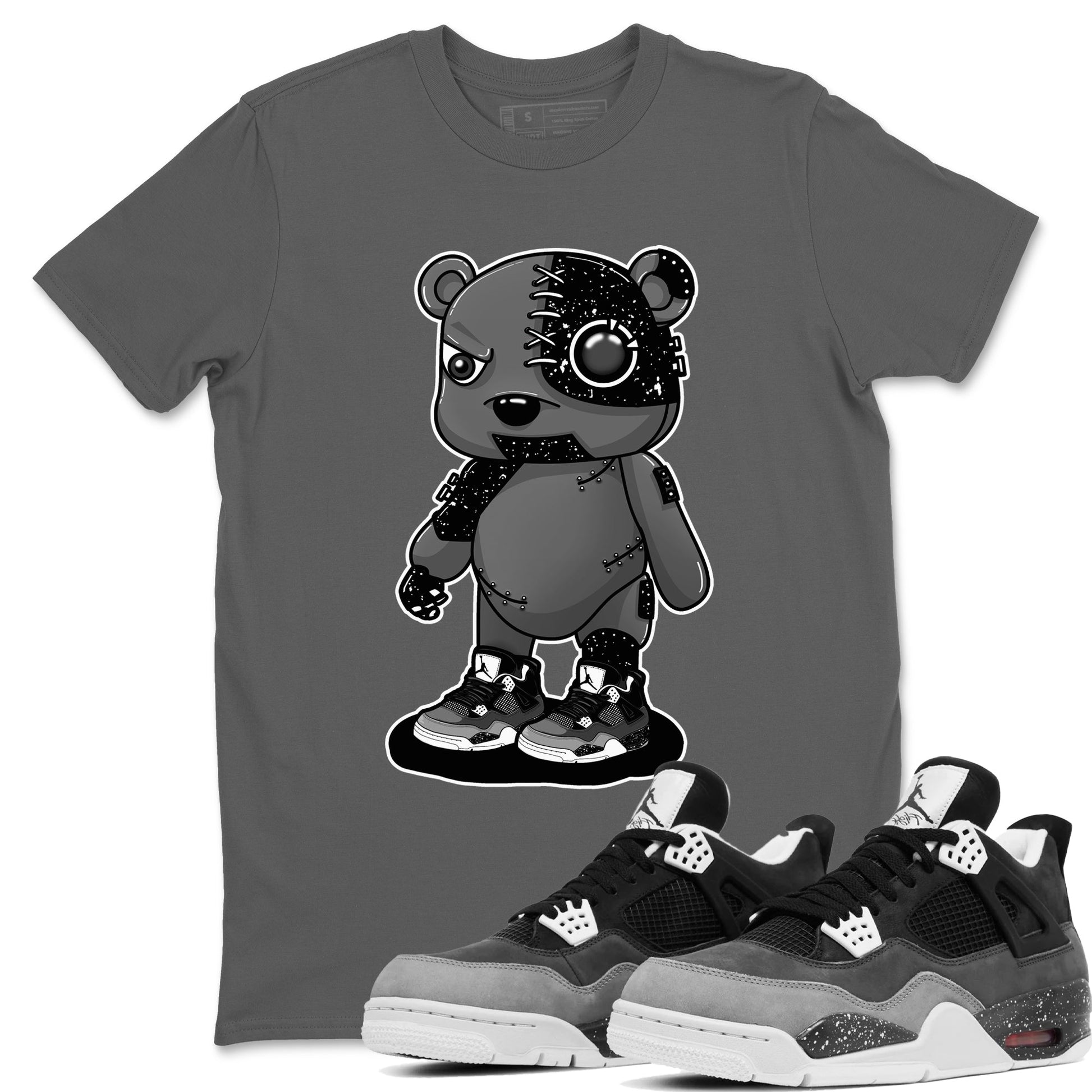 4s Fear shirts to match jordans Cyborg Bear sneaker match tees Air Jordan 4 Retro Fear match shoes to clothes SNRT Sneaker Tees unisex cotton Cool Grey 1 shirts