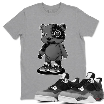 4s Fear shirts to match jordans Cyborg Bear sneaker match tees Air Jordan 4 Retro Fear match shoes to clothes SNRT Sneaker Tees unisex cotton Heather Grey 1 shirts